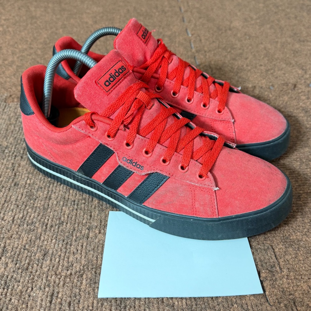 Adidas Daily 3.0 Mens Red Black‎ Canvas Low Top Skate Sneakers FW7034 Size 10 C+